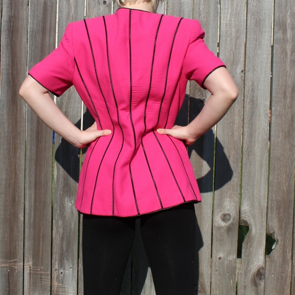 80's Pink Zipper Top Complete With Shoulder Pads - Picture 3 of 4